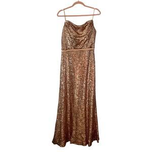 Christina Wu Rose Gold Sequin Gown – Size 10